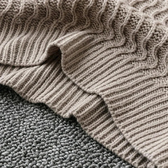 Casual  Turtleneck Drop Shoulder Sweater Mocha Brown - Picture 4 of 5